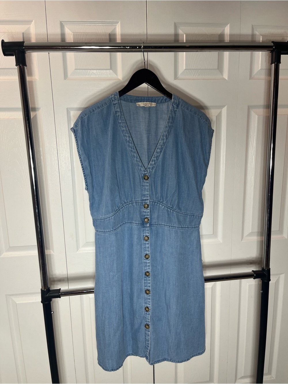 LOFT Light Blue Chambray Button Shirt Dress size 14